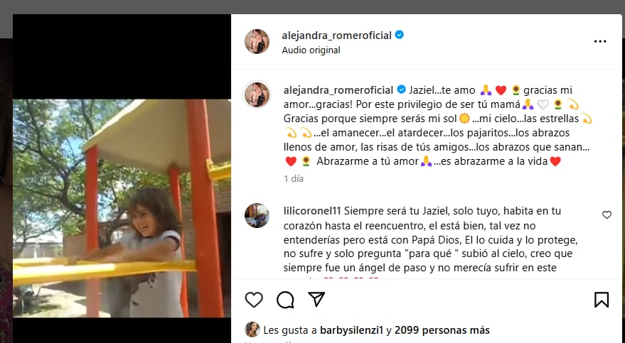 La dolorosa publicación de Alejandra Romero al cumplirse un año de la muerte de su hijo