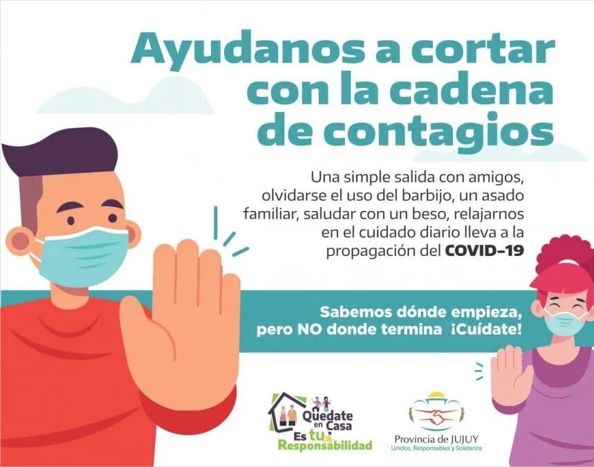 Pieza gráfica distribuida por la cartera sanitaria provincial recomendando que barbijo, distancia y aislamiento siguen siendo la mejor defensa en la pandemia de Covid-19.