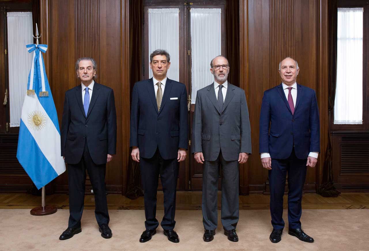 Miembros de la Corte Suprema. Orden de la foto, de izquierda a derecha: Juan Carlos Maqueda, Horacio Rosatti, Carlos Rosenkrantz y Ricardo Lorenzetti.