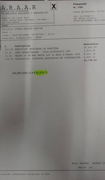 Los gastos de la operación de Nahitan.