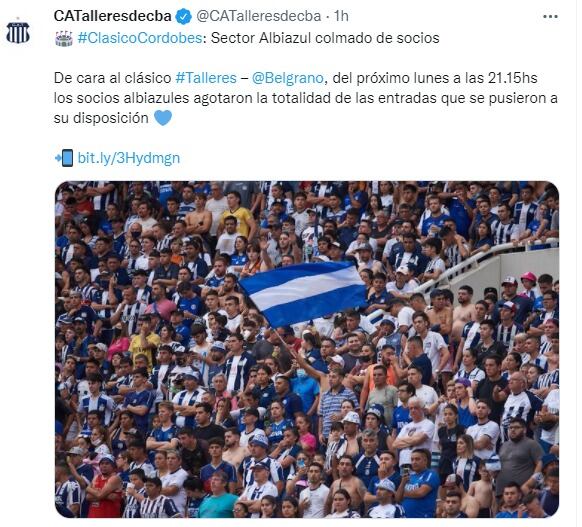 Los socios de Talleres coparon sus ubicaciones en el Kempes para el clásico con Belgrano.