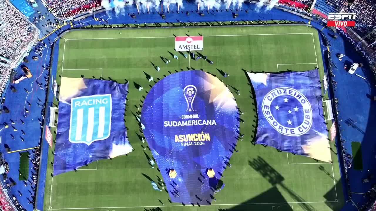 Racing ante Cruzeiro, en la final de la Sudamericana. (Captura).