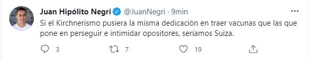 Hackearon la cuenta de Twitter de Mario Negri