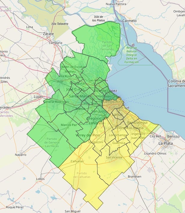 Las zonas que cubren Edesur y Edenor en el AMBA.