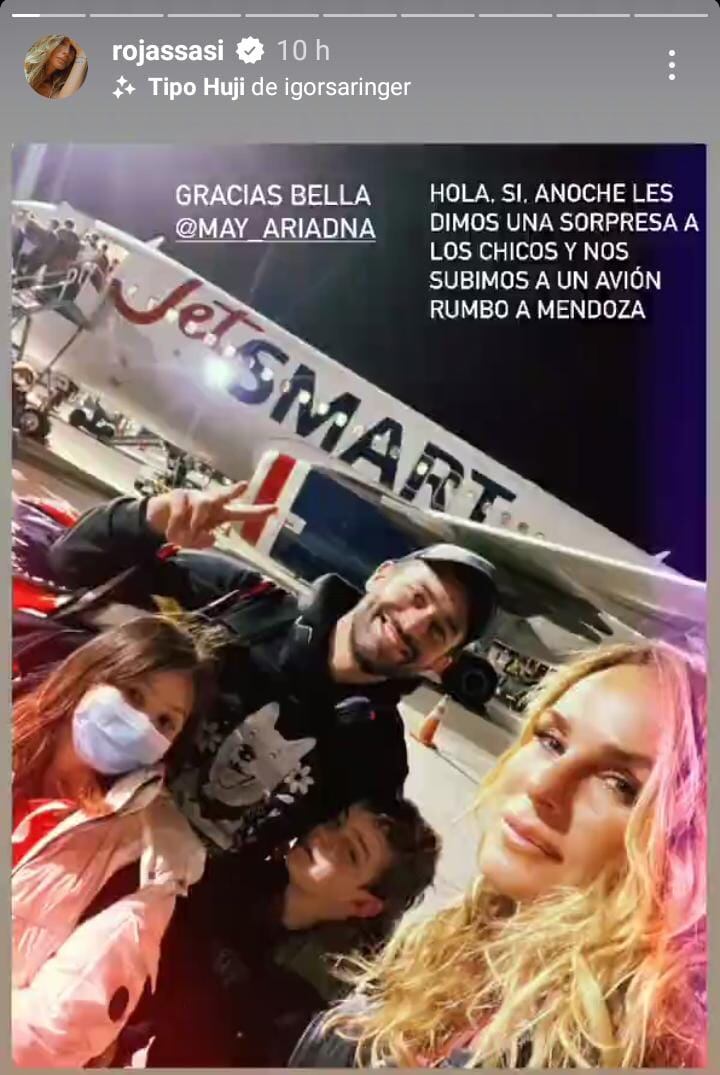 Sabrina Rojas sorprendió a sus hijos y al Tucu con un viaje a su tierra natal