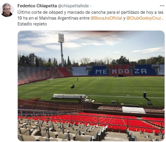 Así luce el estadio Malvinas Argentinas.