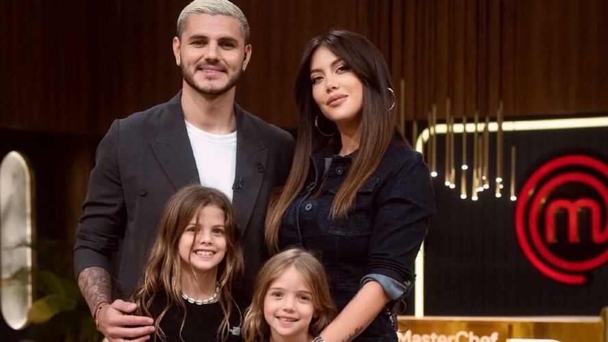 Icardi vino de visita junto a sus hijas, y hasta participo en el programa gastronómico que conduce su pareja.