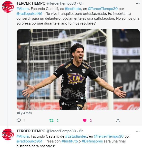 El delantero Facundo Castelli, ex Instituto, goleador de Estudiantes y en la final por el ascenso.