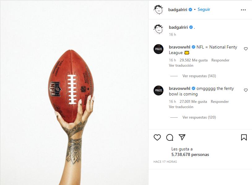 Rihanna será la encargada de dar el show de medio tiempo en el Super Bowl (Captura de pantalla)