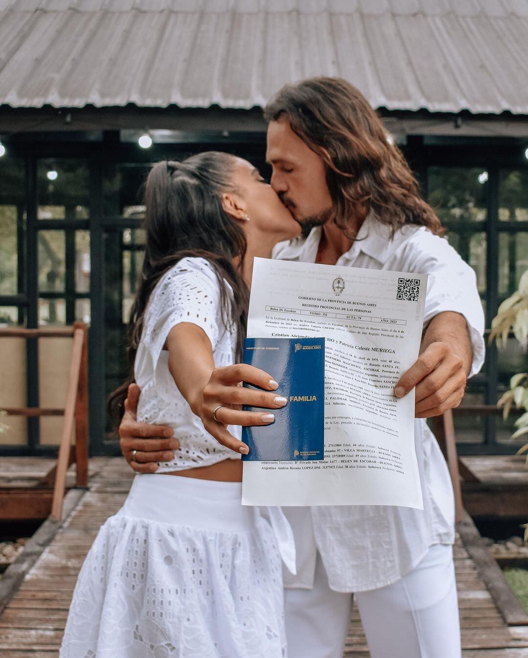 Así fue el vestido de casamiento de Celeste Muriega para su casamiento con Christian Sancho