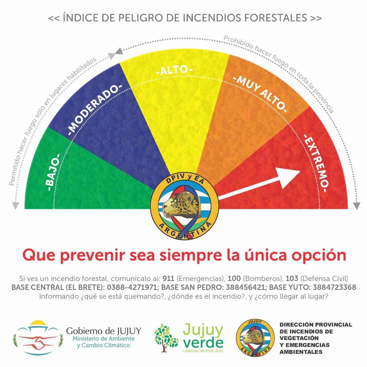 La Dirección Provincial de Incendios de Vegetación alertó sobre el índice extremo de peligro para este fin de semana.