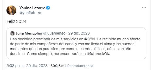 Yanina Latorre y un polémico mensaje