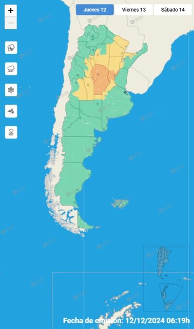 Alerta naranja por tormentas para toda la provincia.