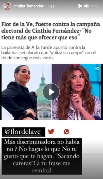 Cinthia Fernández le respondió a Flor de la V