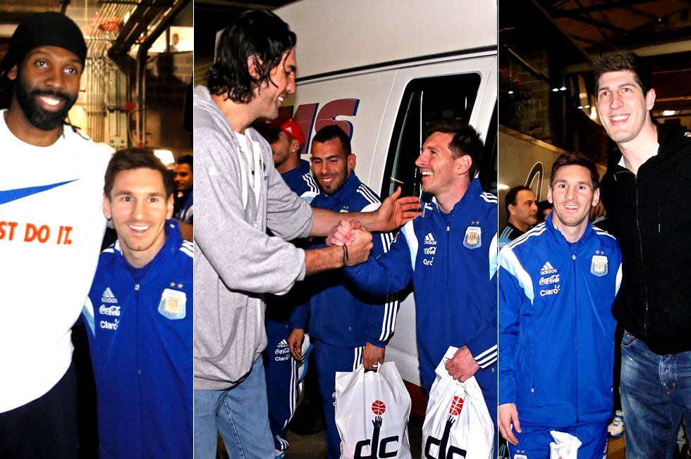 Lionel Messi junto a Luis Scola, Nené Hilario y Dajma Rudez