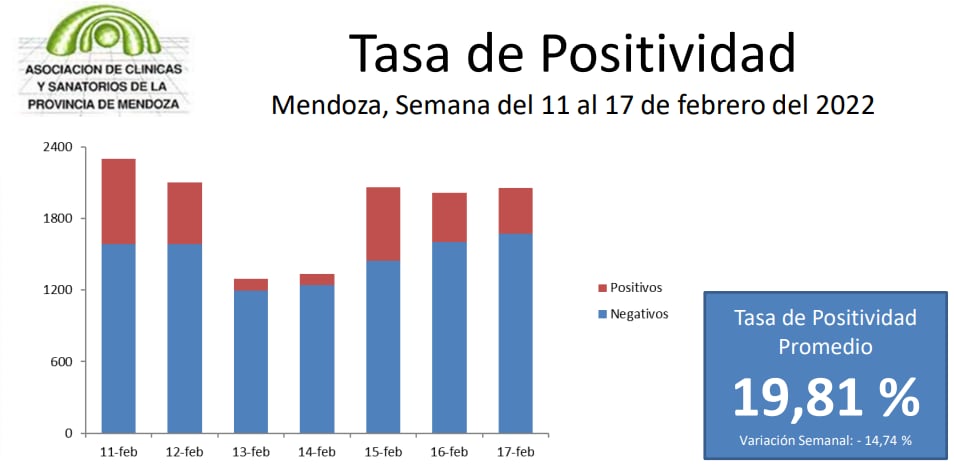 La positividad en Mendoza descendió más de 14 puntos.