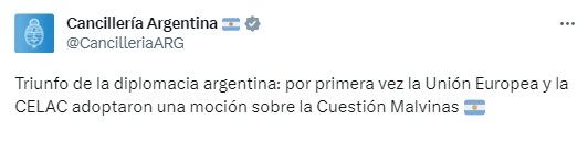 Cancillería celebró el logro.