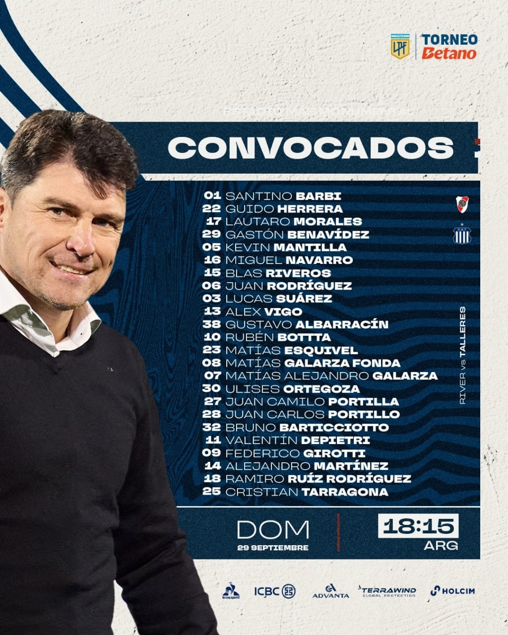 La lista de concentrados en Talleres, para visitar a River. Con dudas para el once titular.