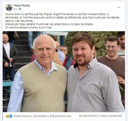 Pablo Pinotti despidió a Miguel Lifschitz