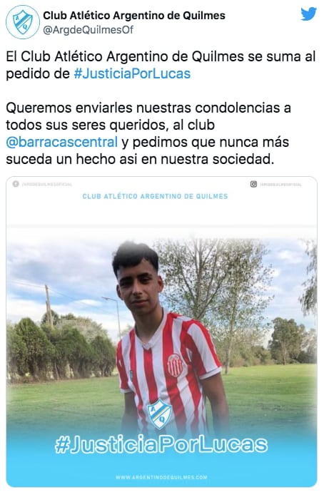 El pedido de Justicia por Lucas de los clubes del fútbol argentino.