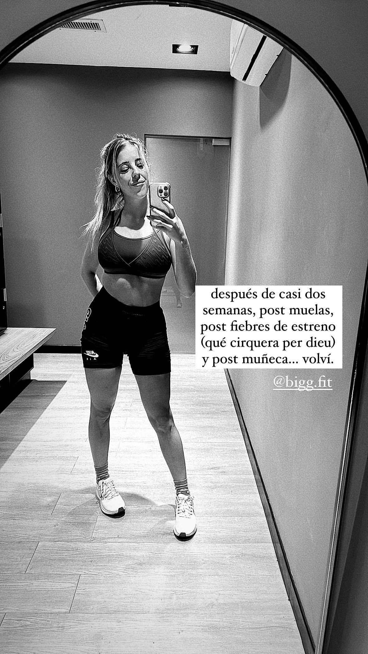 Nati Jota en su vuelta al gimnasio