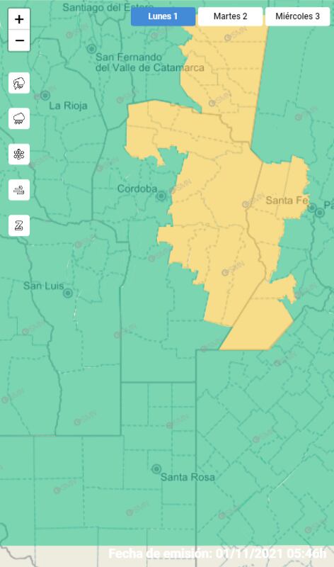 El Servicio Meteorológico Nacional anticipa posibles lluvias para el este provincial.