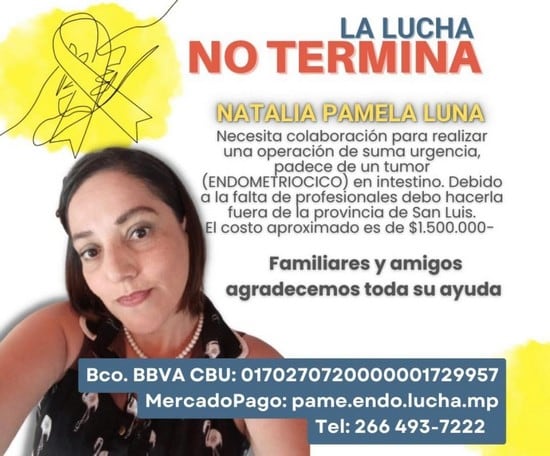 Natalia precisa la solidaridad de todo San Luis.