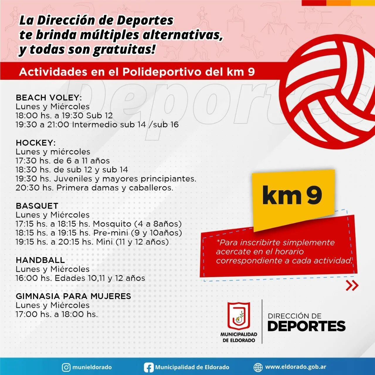 Se encuentran abiertas las inscripciones para actividades deportivas en Eldorado.