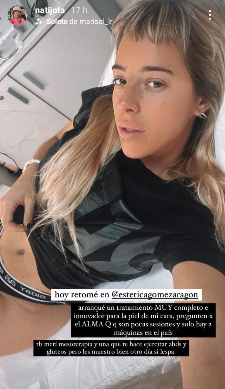 Nati Jota fue a la estética y subió la temperatura en Instagram con una foto en ropa interior.