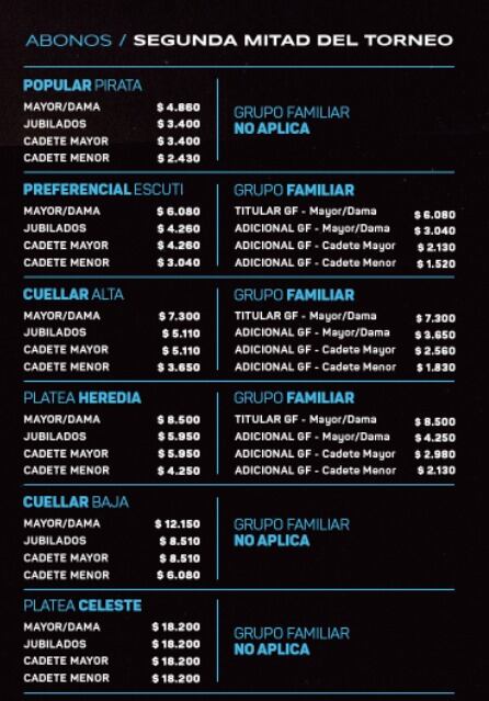 Los abonos para acompañar a Belgrano en la segunda parte del torneo.