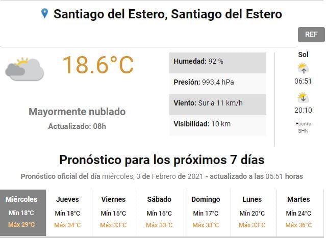 Servicio Meteorológico Nacional.