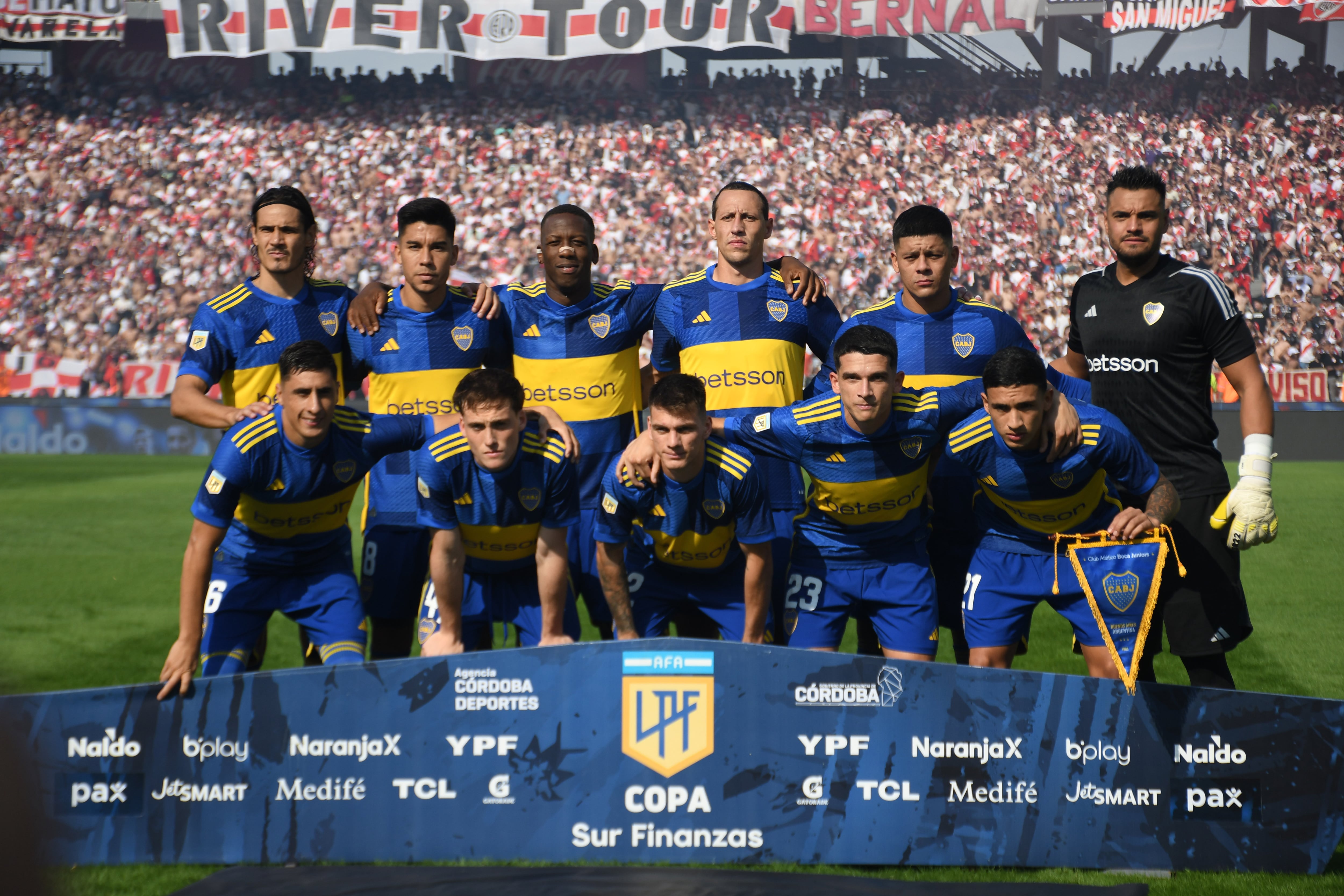 La formación inicial de Boca para el duelo  ante River en el Kempes, por cuartos de final de la Copa de la Liga 2024. (Fotobaires)