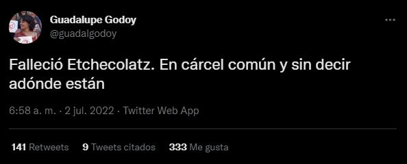 Guadalupe Godoy, una de las abogadas de la querella en la causa de Jorge Julio López, confirmó la noticia.