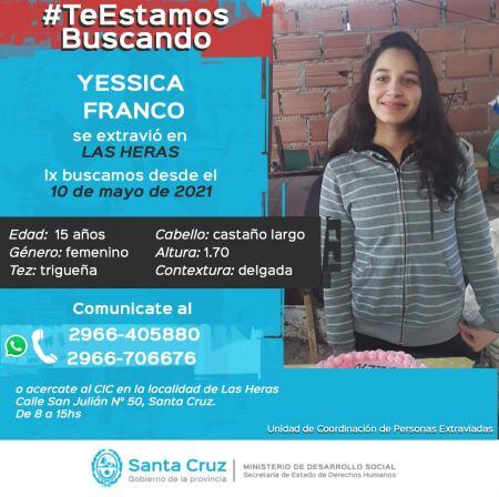 Yessica Franco está desaparecida desde hace 10 días.