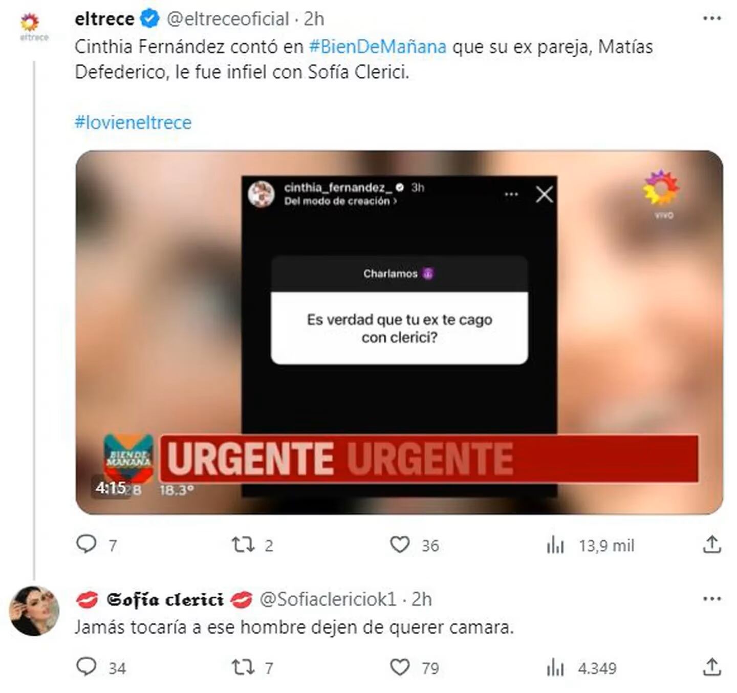 Clerici le respondió a Cinthia Fernández