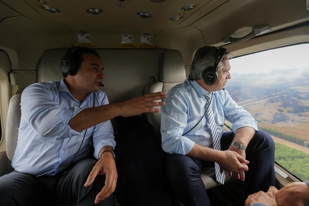 Alberto Fernández sobrevoló las zonas afectadas por incendios forestales en Misiones y Corrientes. Foto: Gentileza / Presidencia de la Nación