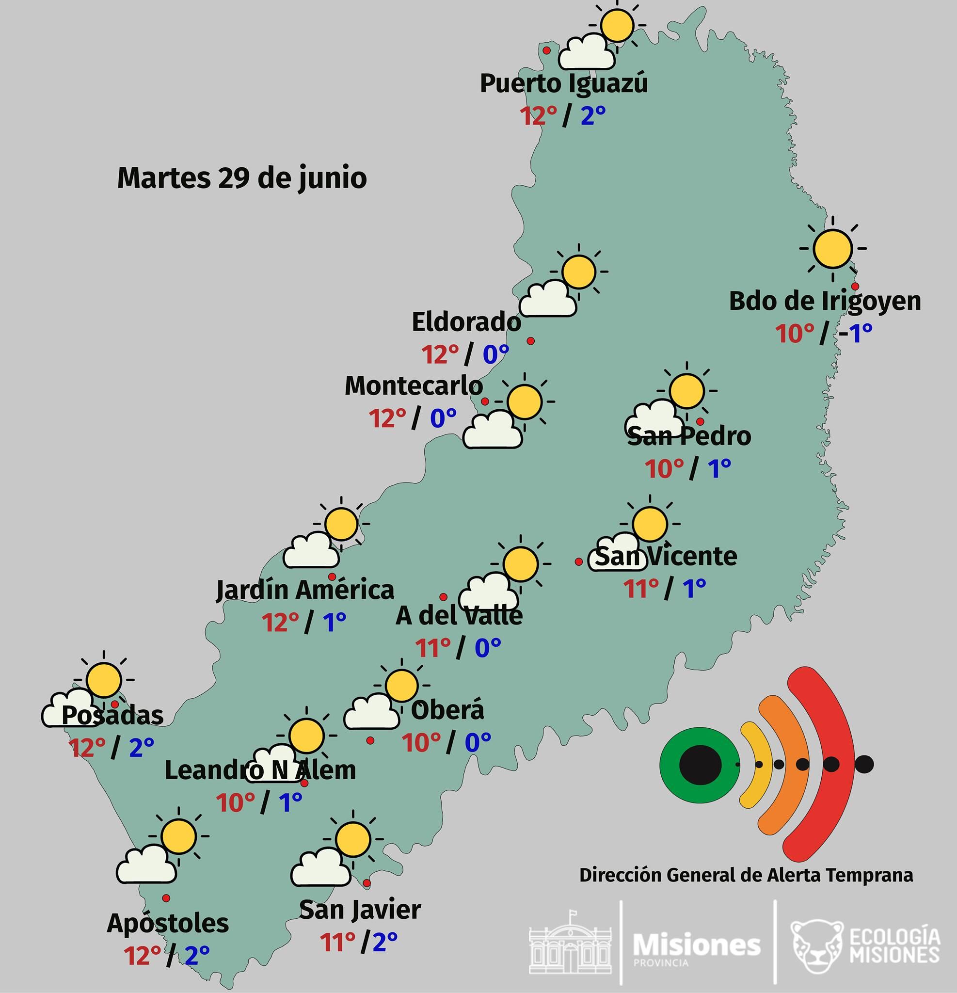 Jornada fría en todo Misiones.