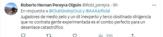 Criticas en twitter tras la derrota del Tomba en La Paternal.