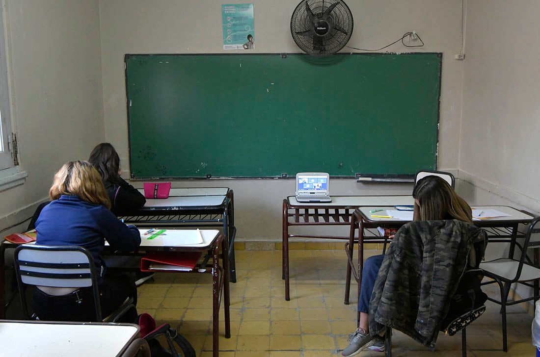 Las aulas en pandemia. (Foto: Orlando Pelichotti / Los Andes)
