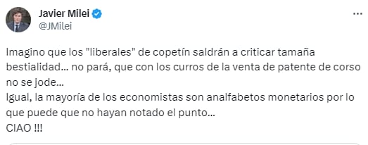 Javier Milei apuntó contra Patricia Bullrich tras su frase sobre el Banco Central.