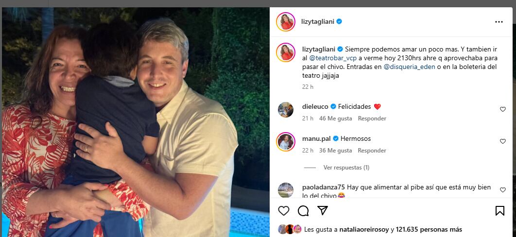 Así fue el primer Año Nuevo de Lizy Tagliani junto a su hijo Tati