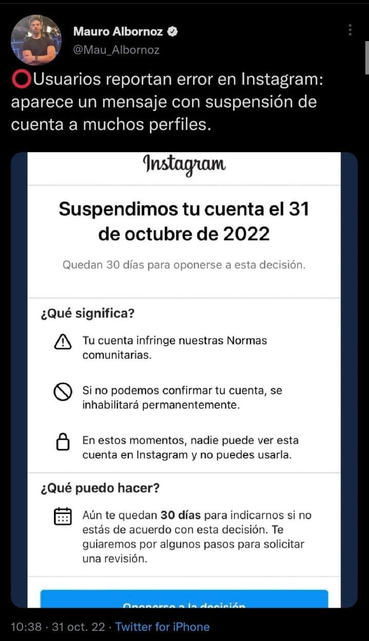 Alerta mundial por la caída de Instagram.