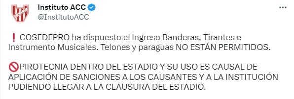 Las restricciones del Cosedepro para el Instituto-Newell's del domingo.