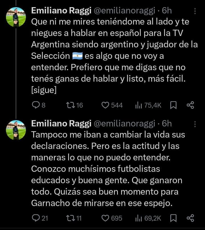 Un periodista lo crítico en redes.