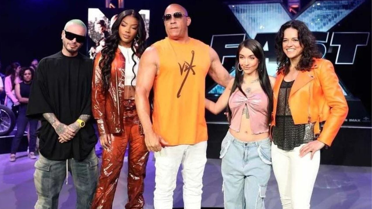 María Becerra, J Balvin, Ludmilla, Vin Diesel y Michelle Rodríguez en la premiere de “Rápidos y Furiosos X”