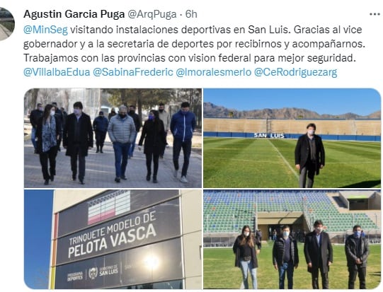 El director nacional de Seguridad en Eventos Deportivos del Ministerio de Seguridad, Agustín García Puga, recorrieron los estadio en San Luis.