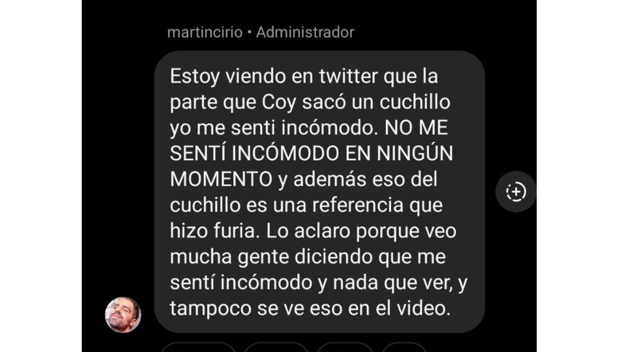 Breve comunicado de Martín Cirio sobre su conversación con la hermana de Furia de Gran Hermano.