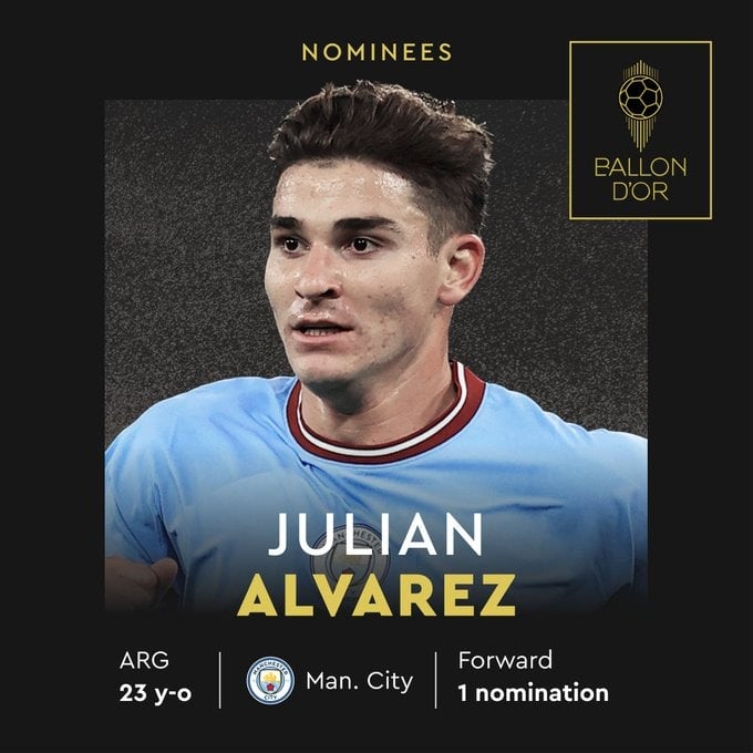 Álvarez y su primera nominación al Balón de Oro.