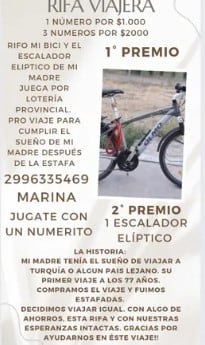 La rifa viajera de la neuquina que busca por conseguir el dinero para viajar con su madre.