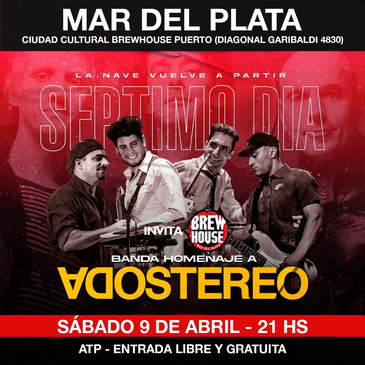 La mejor banda Argentina homenaje a Soda Stereo, dará un concierto este sábado en Ciudad Cultural Brewhouse Puerto